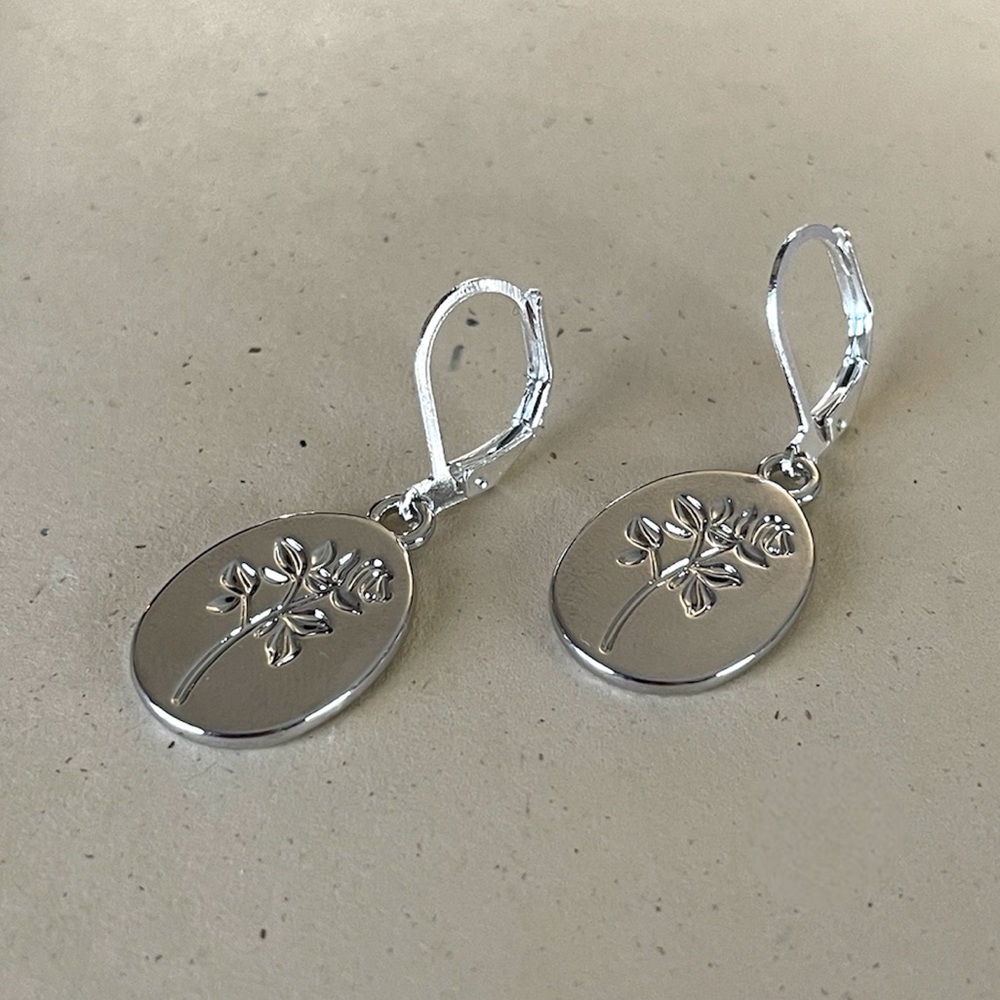 Sterling Silver Flower Hoop Earrings